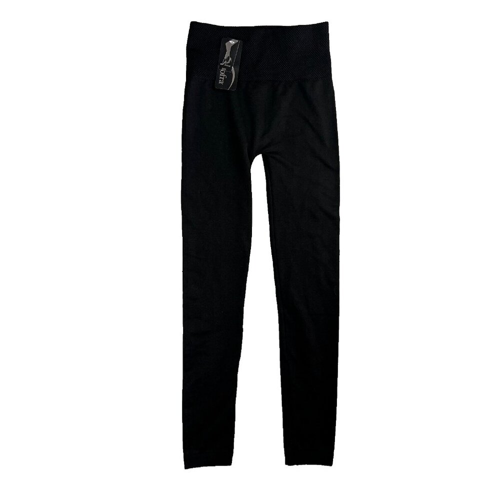 Sofra Women's High Waist Stretchy Long Leggings - Free Size (S - L) - Black Yoga